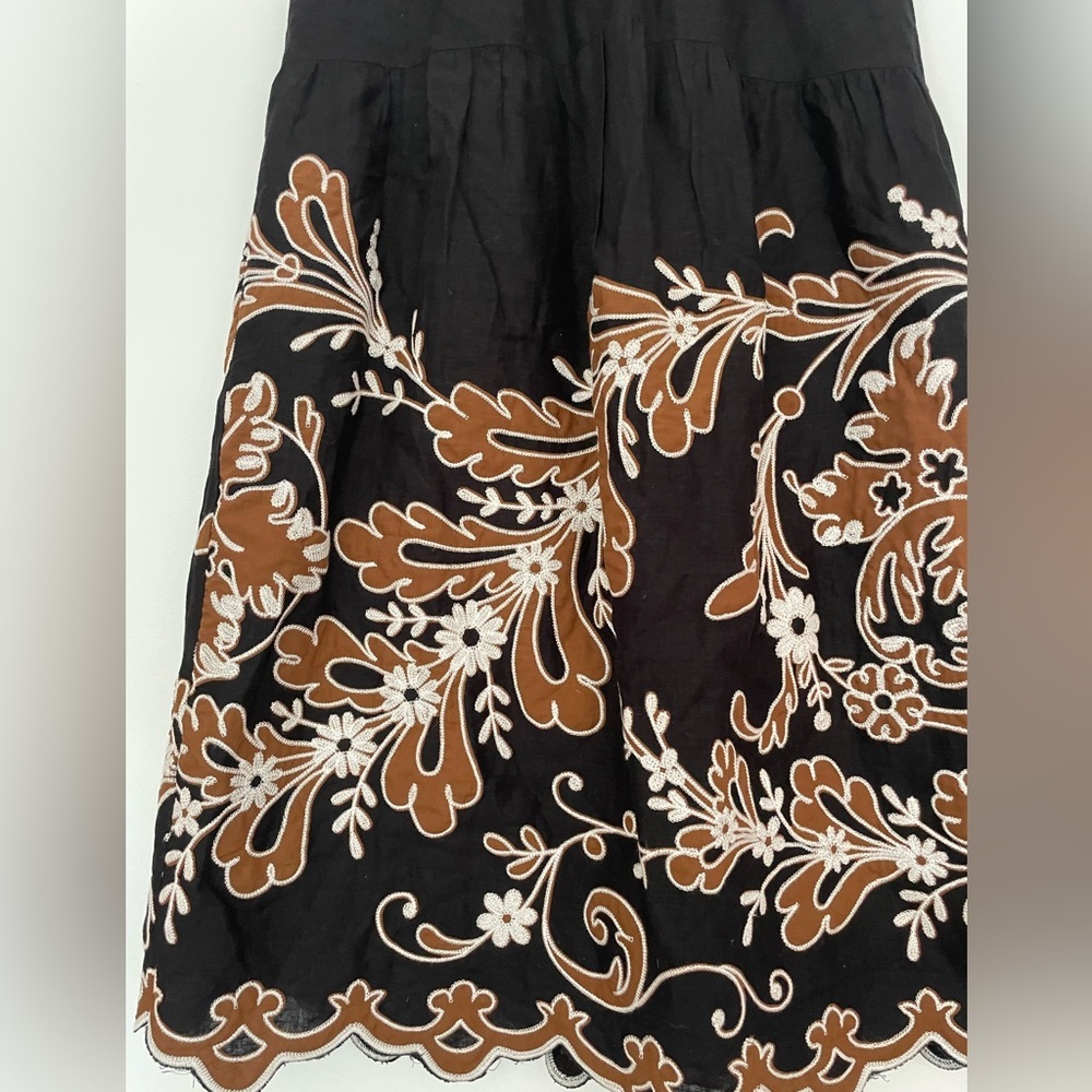 anthropologie midi  Black and Brown Embroidered Skirt - Picture 6 of 10